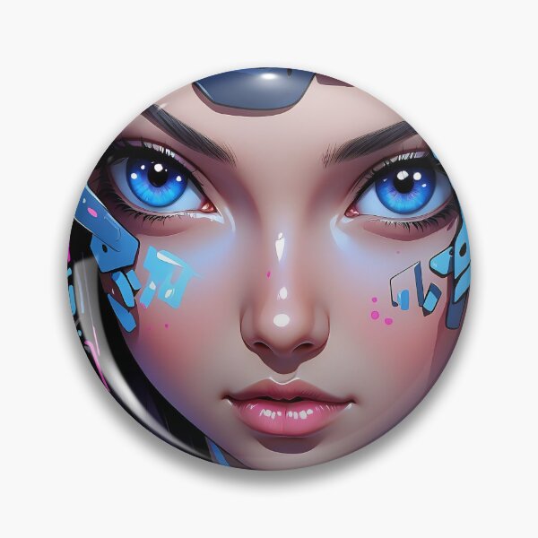 Item preview, Visionary Cyborg: Sapphire Eyes Piercing the Digital Veil designed and sold by ArtComixHaven.