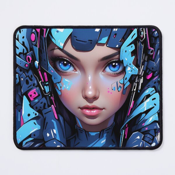 Item preview, Visionary Cyborg: Sapphire Eyes Piercing the Digital Veil designed and sold by ArtComixHaven.