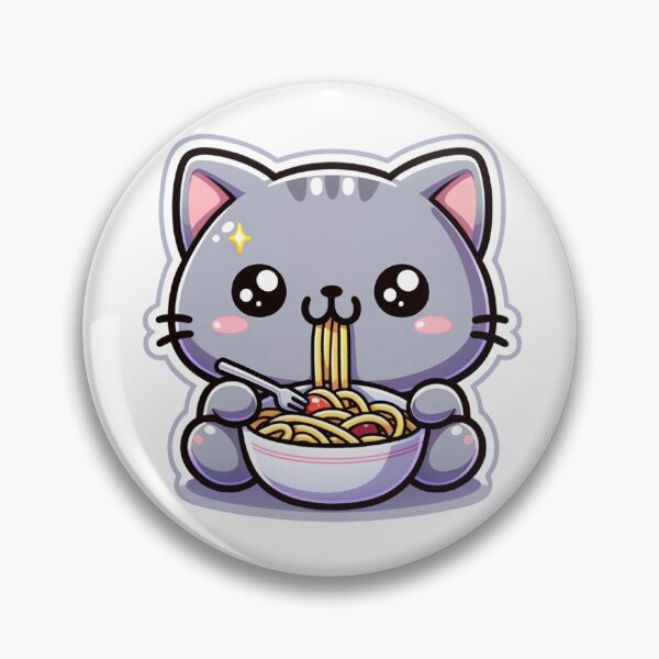 Item preview, Cute Grey Cat Enjoying Spaghetti designed and sold by DreamVision17.