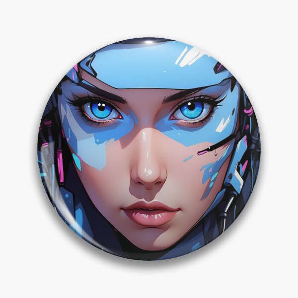 Item preview, Cybernetic Visionary: Blue-Eyed Sentinel of the Digital Frontier designed and sold by ArtComixHaven.