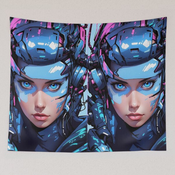 Item preview, Cybernetic Visionary: Blue-Eyed Sentinel of the Digital Frontier designed and sold by ArtComixHaven.