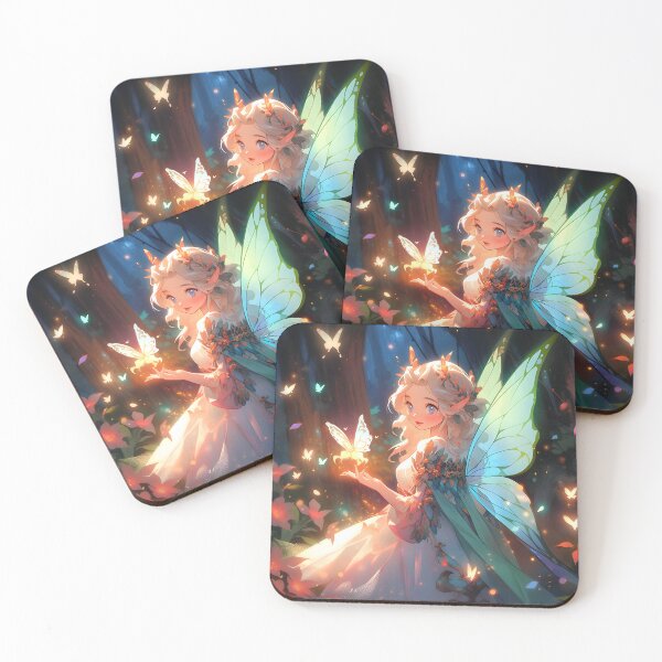 Item preview, Anime girl in a magical forest with butterflies portrait art designed and sold by TheArtistOf2022.