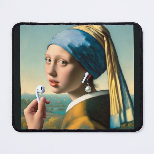 Item preview, Girl with Pearl Earring Funny Vermeer painting parody designed and sold by ArtUnova.