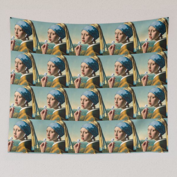 Item preview, Girl with Pearl Earring Funny Vermeer painting parody designed and sold by ArtUnova.