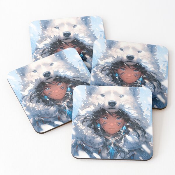 Item preview, Anime snow girl with white bear portrait art designed and sold by TheArtistOf2022.