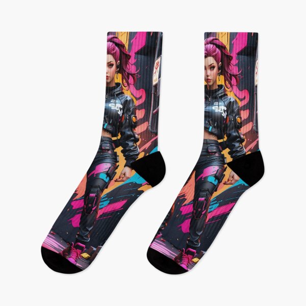 Item preview, Neon Dreamer: Cyberpunk Vogue in Urban Twilight designed and sold by ArtComixHaven.