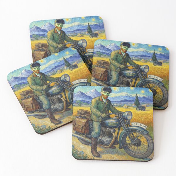 Item preview, Van Gogh on Motorbike Funny Van Gogh Self Portrait painting  designed and sold by ArtUnova.