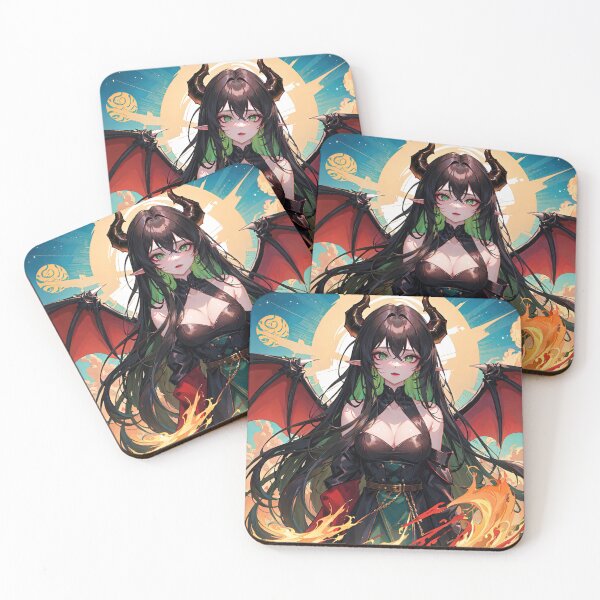 Item preview, Dark gothic vampire anime girl with wings at sunrise portrait art designed and sold by TheArtistOf2022.