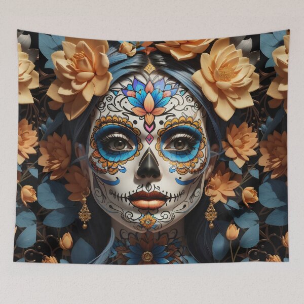Item preview, Mexican Art, Skulls: Floral Fantasia's Vibrant Requiem designed and sold by ArtComixHaven.