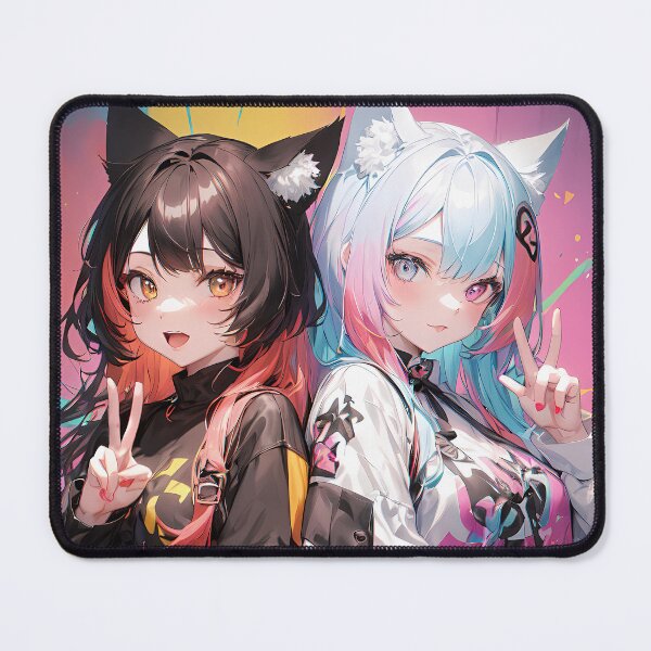 Item preview, Two Cute monster foxy anime girls double portrait art designed and sold by TheArtistOf2022.