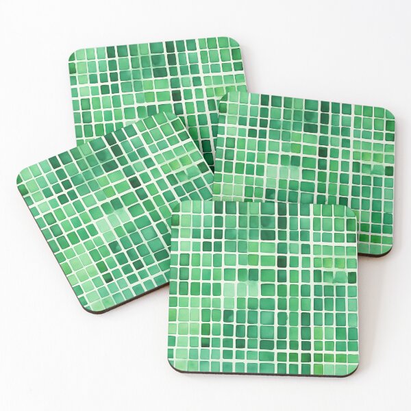 Item preview, Green grid pattern - abstract handpainted watercolor geometric art designed and sold by patterncrow.