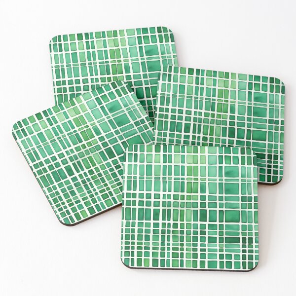 Item preview, Green grid pattern - abstract handpainted watercolor geometric art designed and sold by patterncrow.