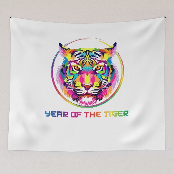 Item preview, Colorful Tie Dye Tiger Face Happy New Year Of The Tiger 2024 designed and sold by Miumed.