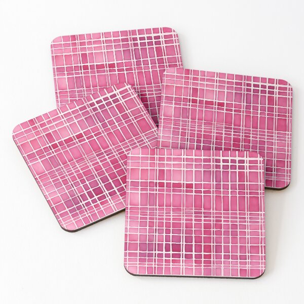 Item preview, Pink grid pattern - abstract handpainted watercolor geometric art designed and sold by patterncrow.