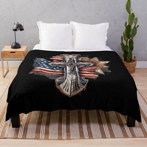 Item preview, USA Flag Cross Patriotic Christian designed and sold by TexasMerch.