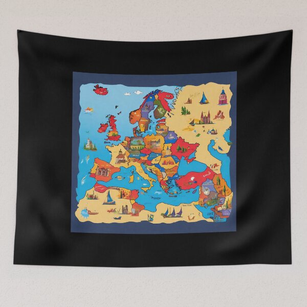 Item preview, colorful stained glass with europe map  designed and sold by GroonSpace.