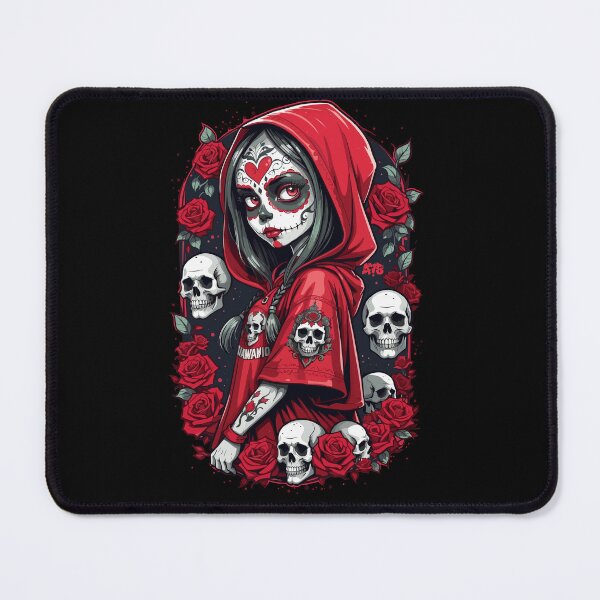Item preview, Hooded Sugar Skull Girl with Red Roses and White Skulls designed and sold by A78-Designs.