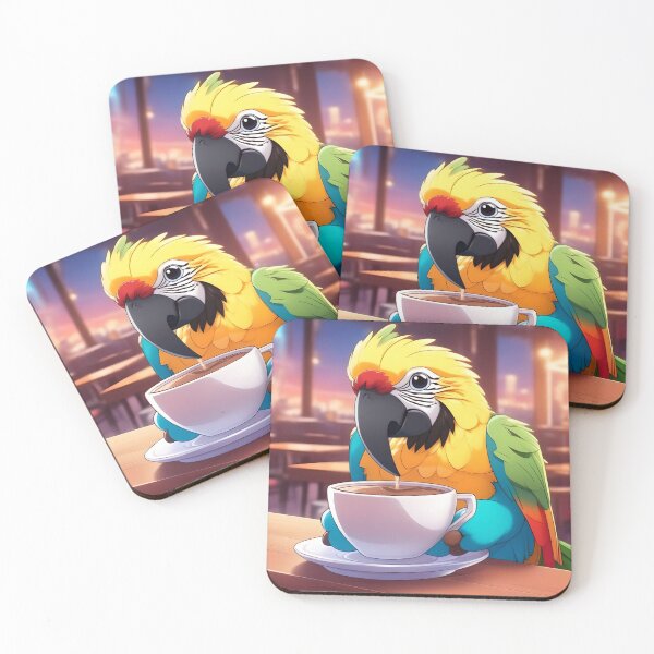 Item preview, Parrot  drinking coffee  designed and sold by sweetiejojo.