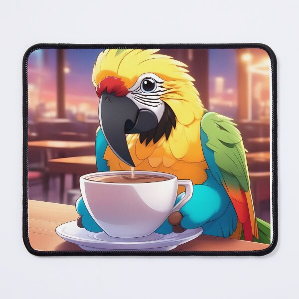 Item preview, Parrot drinking coffee designed and sold by sweetiejojo.