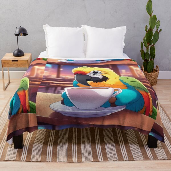 Item preview, Parrot  drinking coffee  designed and sold by sweetiejojo.