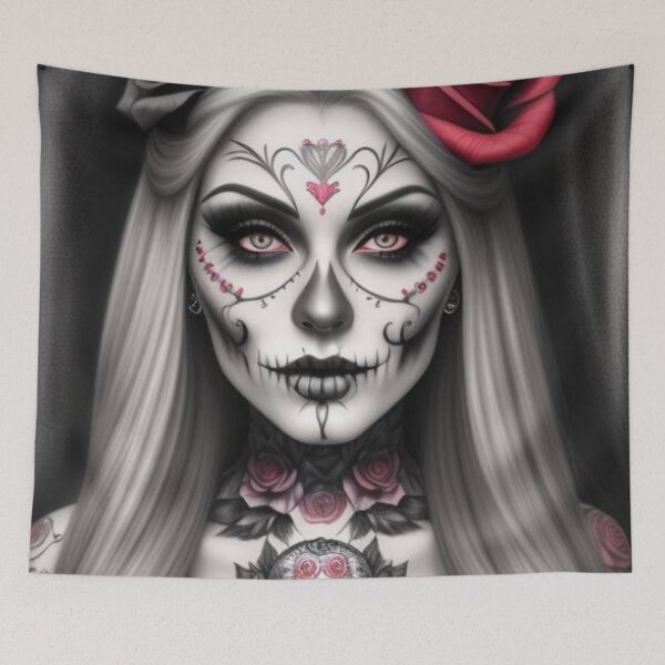Item preview, Zombie Gothic Girl Sugar Skull designed and sold by TheDarkWardrobe.