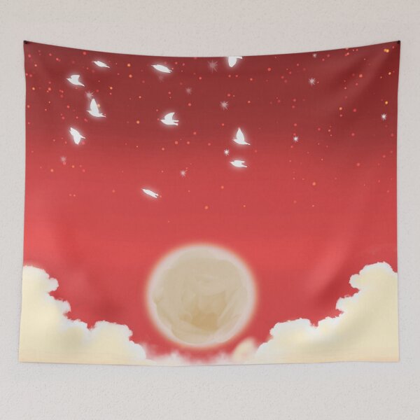 Item preview, Palomas blancas en vuelo atardecer rojo designed and sold by wrightsonarts.