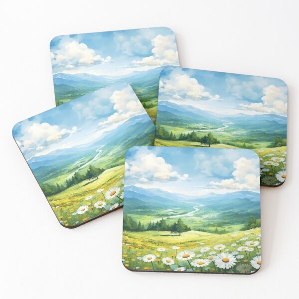 Item preview, Watercolor Landscape Painting of Meadow with Flowers designed and sold by AdamesArtStudio.