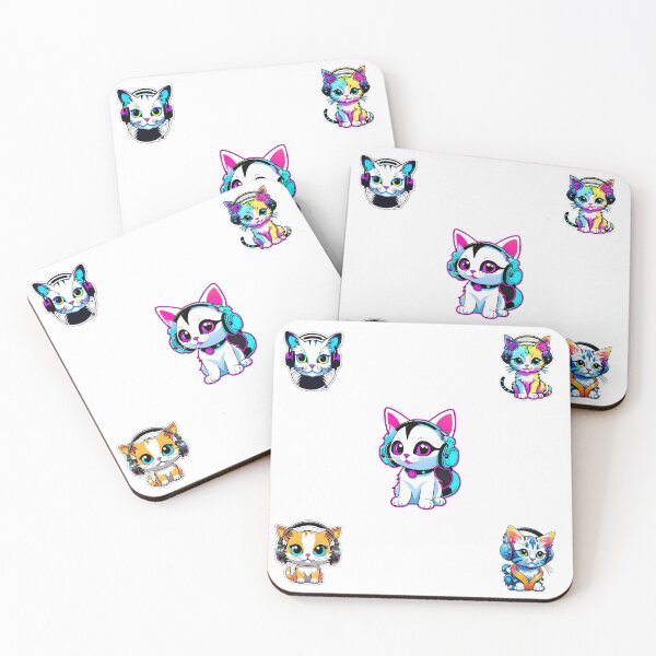 Item preview, Kitten with neon headphones pack designed and sold by Inspirationmotivation.