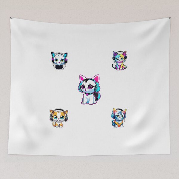 Item preview, Kitten with neon headphones pack designed and sold by Inspirationmotivation.