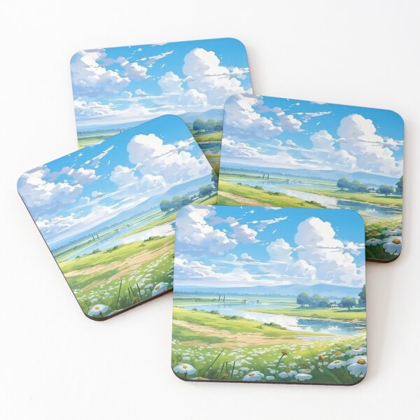 Item preview, Spring Landscape of Meadow with Flowers in Watercolors designed and sold by AdamesArtStudio.