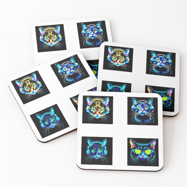 Item preview, Cat with neon headphones pack designed and sold by Inspirationmotivation.