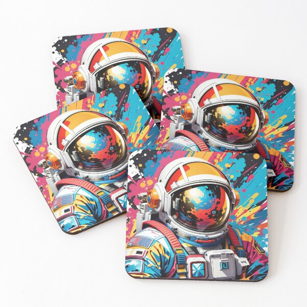 Item preview, Cosmic Spaceman Canvas: A Spectrum of Intergalactic Dreams designed and sold by ArtComixHaven.