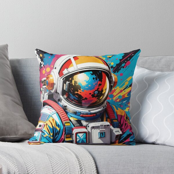 Item preview, Cosmic Spaceman Canvas: A Spectrum of Intergalactic Dreams designed and sold by ArtComixHaven.