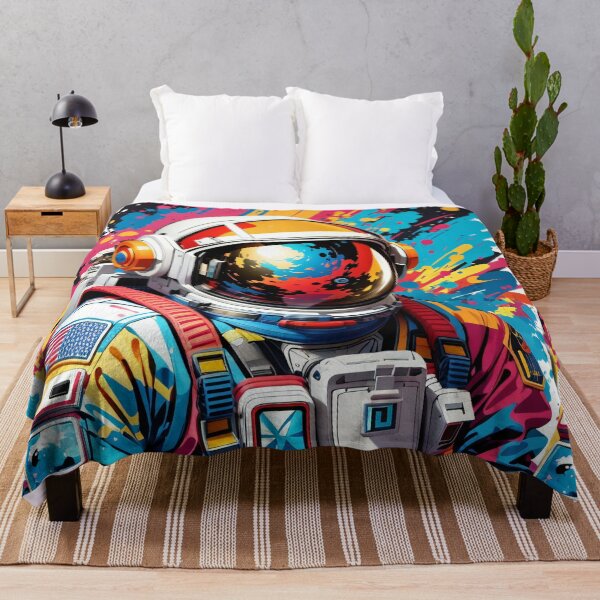 Item preview, Cosmic Spaceman Canvas: A Spectrum of Intergalactic Dreams designed and sold by ArtComixHaven.