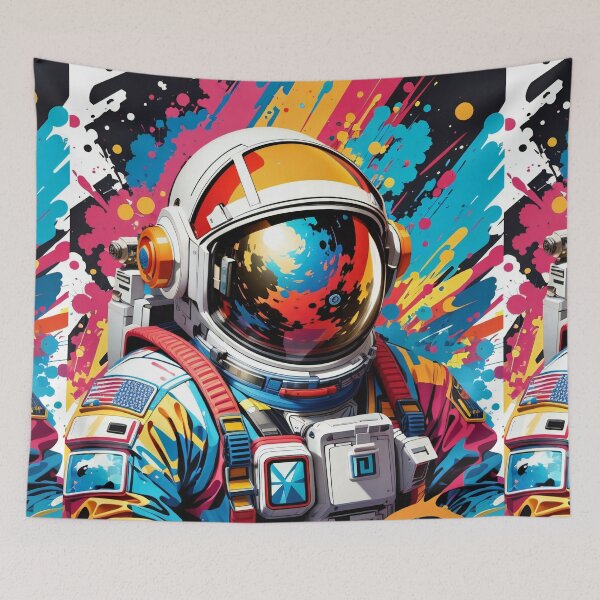 Item preview, Cosmic Spaceman Canvas: A Spectrum of Intergalactic Dreams designed and sold by ArtComixHaven.