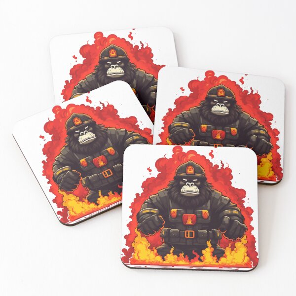 Item preview, colorful firefighter gorilla designed and sold by javierparra.