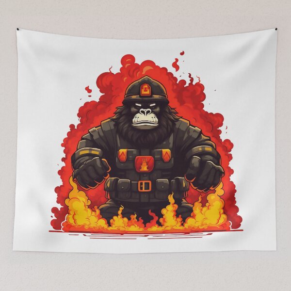 Item preview, colorful firefighter gorilla designed and sold by javierparra.