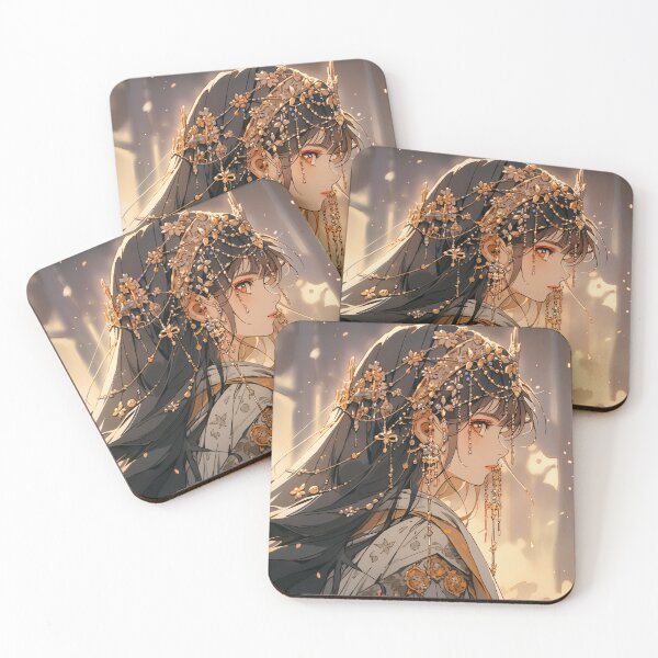 Item preview, Elegant Traditional Golden Sunset Anime Girl designed and sold by bubblegoth.
