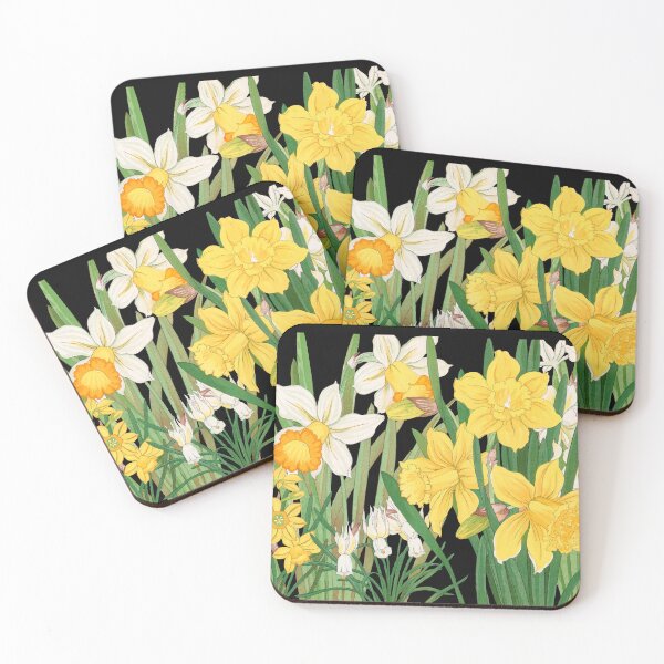 Aperçu de l'œuvre Jonquilles découpées dans une gravure sur bois Seiyô SÔKA ZUFU créée et vendue par EmeraldeaArt.