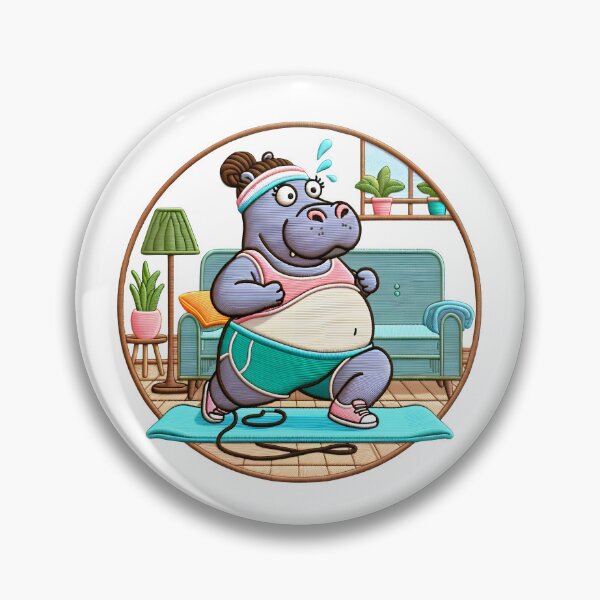Item preview, Hippo Yoga Embroidery Design - Mindfulness and Relaxation Art designed and sold by #Adulting Central.