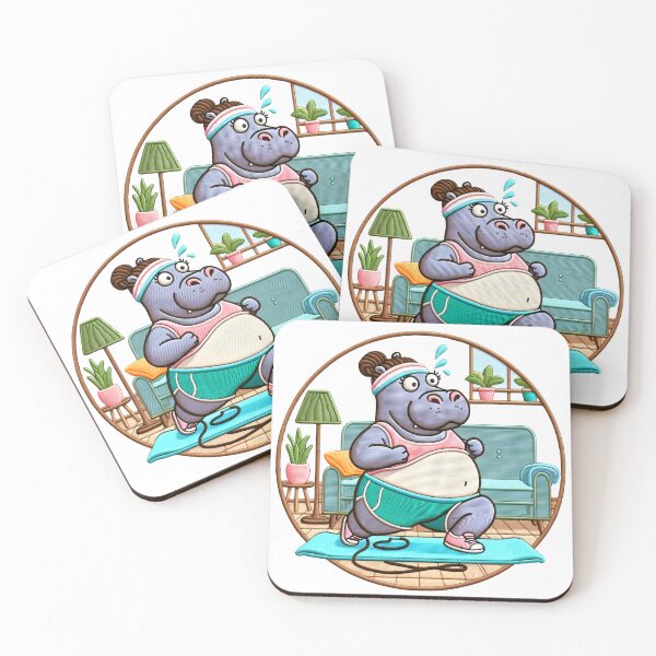 Item preview, Hippo Yoga Embroidery Design - Mindfulness and Relaxation Art designed and sold by #Adulting Central.