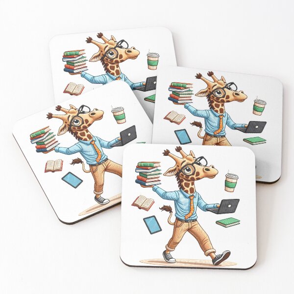 Artikelvorschau, Giraffen-Gelehrter-Stickerei-Design – akademische Multitasking-Kunst entworfen und verkauft von #Adulting Central.