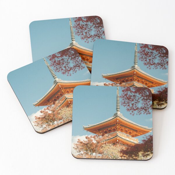 Item preview, Autumal Japanese pagoda amidst autumn Trees designed and sold by nocturnpixel.