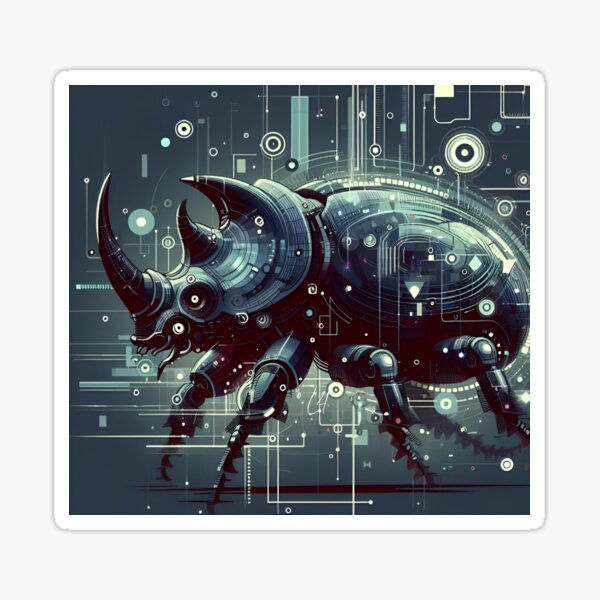 Cyber rhinoceros beetle Sticker