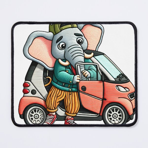Item preview, Elephant Smart Car Embroidery Design - Urban Commute Art designed and sold by #Adulting Central.
