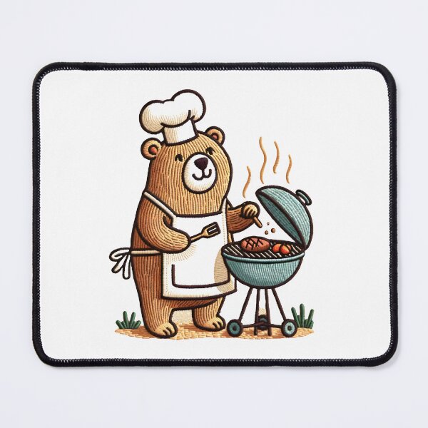 Item preview, Bear BBQ Chef Embroidery Design - Culinary Outdoor Art designed and sold by #Adulting Central.