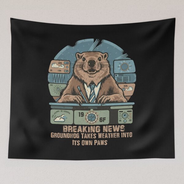 Item preview, Groundhog Day - Breaking News: Groundhog Takes Weather into Its Own Paws designed and sold by RebeccaRe.
