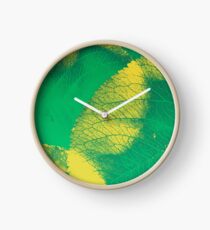 Green Leaf Spring Pattern Clock