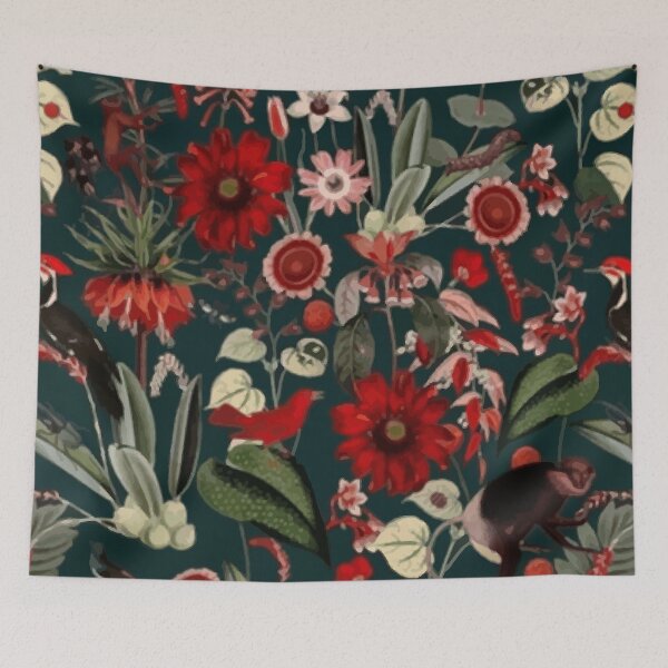 Item preview, Vintage Floral Wallpaper Pattern with Animals designed and sold by Vicky Brago-Mitchell®.