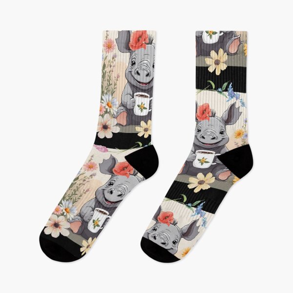 Item preview, Cute Baby Rhino Drinking Coffee Colorful Design designed and sold by EarthArtDesigns.